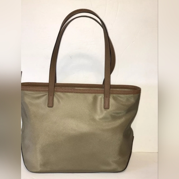Michael Kors Olive Green Large Nylon Handbag with Caramel Brown accents - Picture 3 of 8